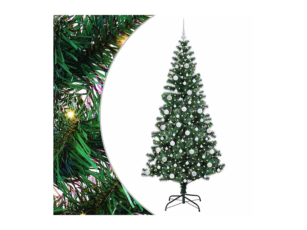Kunststof Voorverlichte Kerstboom Groen 210 cm PVC en Metalen
