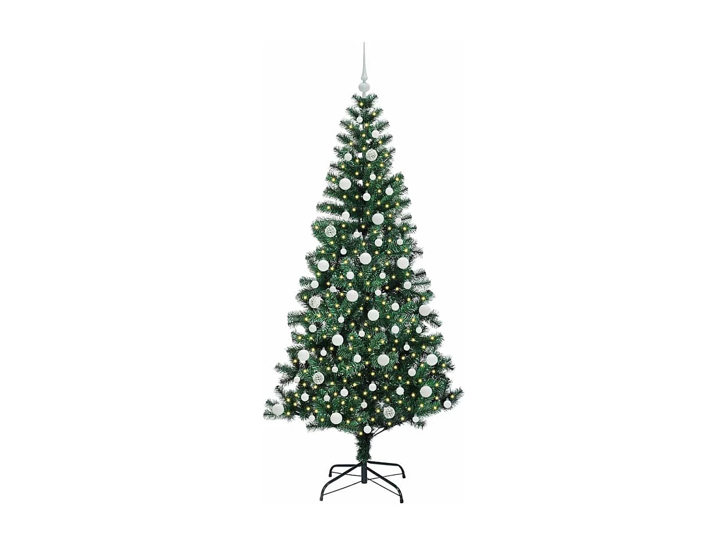 Sapin de Noël artificiel pré-éclairé Vert 210 cm PVC et métal