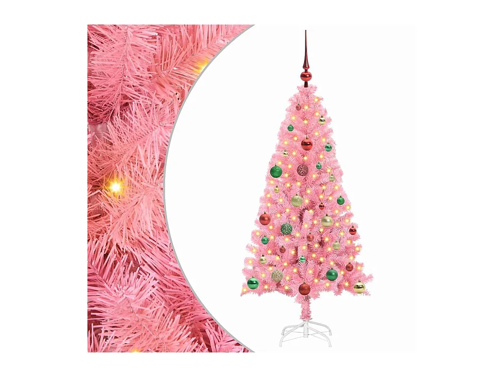 Sapin de Noël avec 150 LED avec support Rose 150 cm PVC