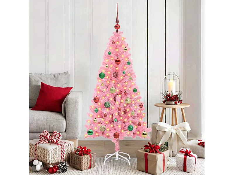 Árvore de Natal com 150 LEDs com suporte Rosa 150 cm PVC