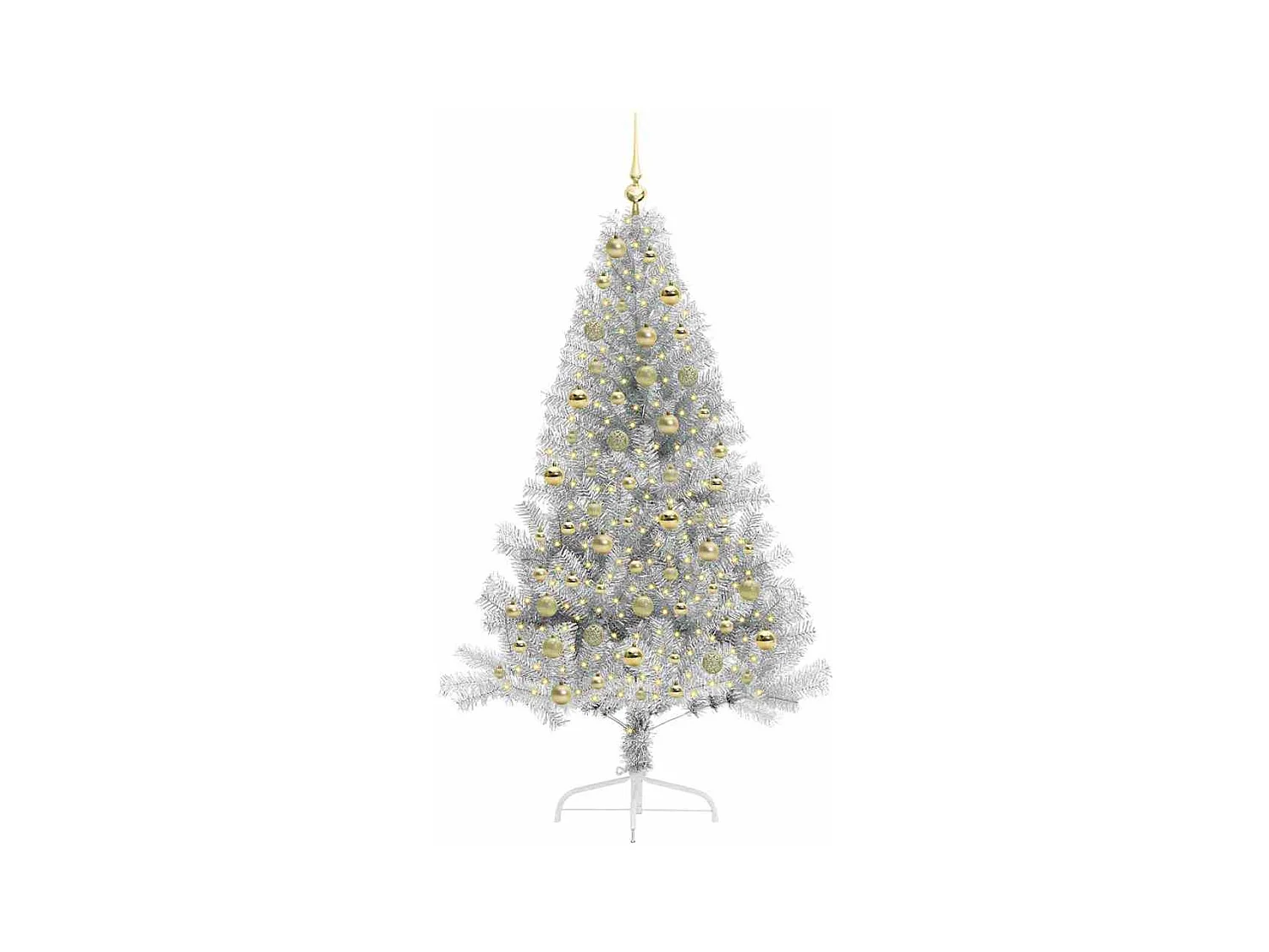 Sapin de Noël artificiel pré-éclairé Argent 180 cm PET