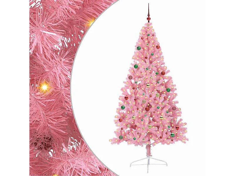 Sapin de Noël artificiel pré-éclairé Rose 210 cm PVC