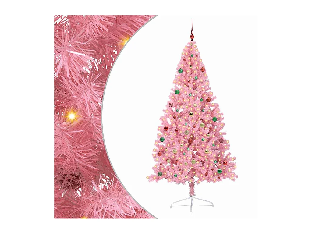 Sapin de Noël artificiel pré-éclairé Rose 210 cm PVC