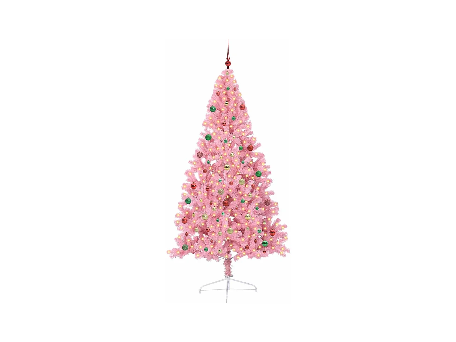 Sapin de Noël artificiel pré-éclairé Rose 210 cm PVC