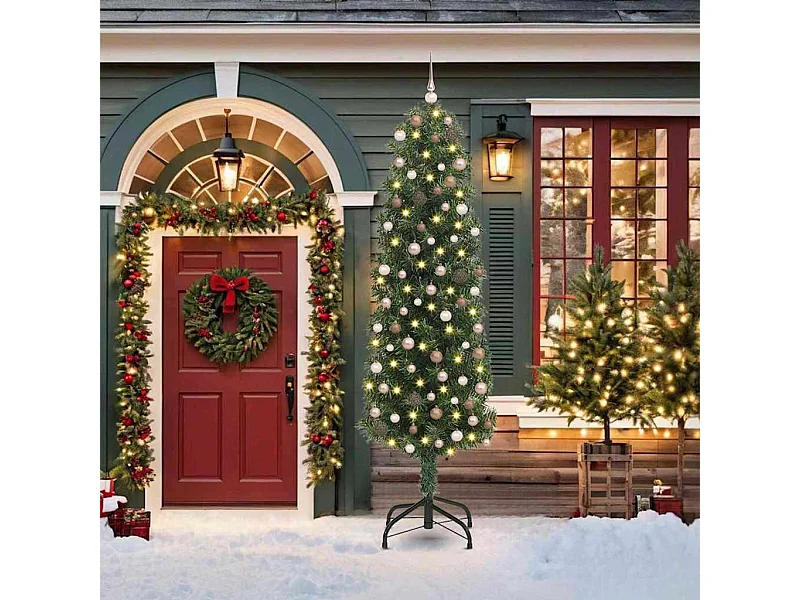 Árbol de Navidad artificial Verde 210 cm PVC, Acero y Plástico