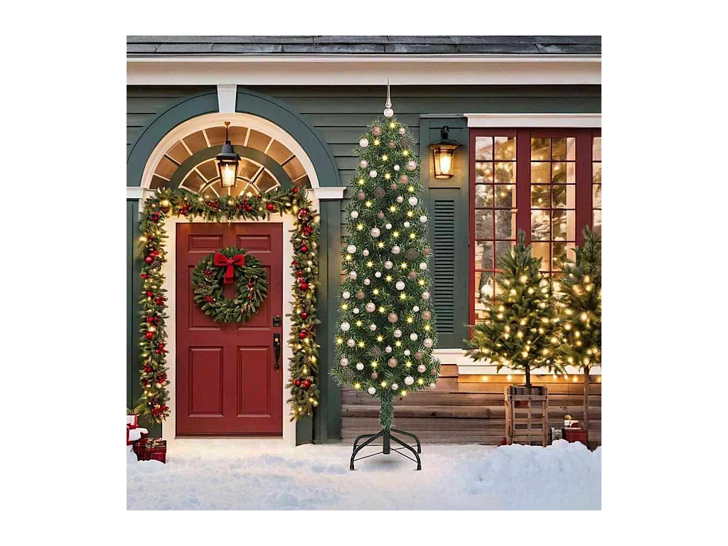 Árbol de Navidad artificial Verde 210 cm PVC, Acero y Plástico