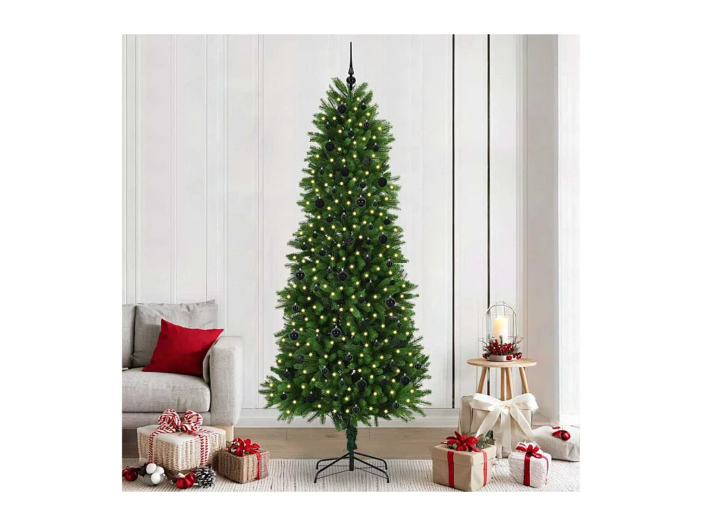 Sapin de Noël avec 300 LED avec support Vert 240 cm PE