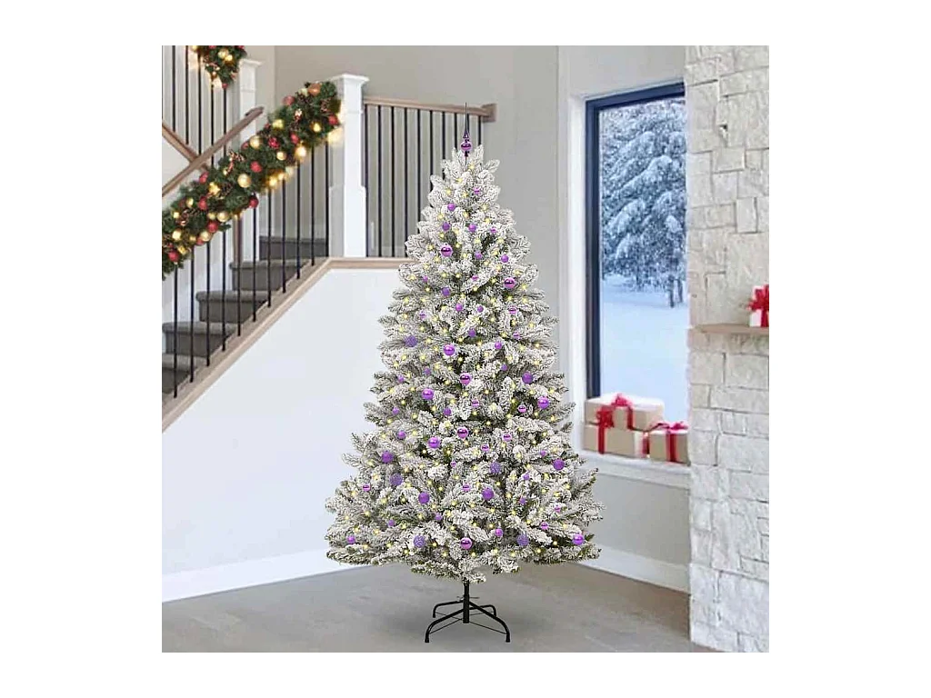 Sapin de Noël artificiel Vert et blanc 240 cm PVC et métal