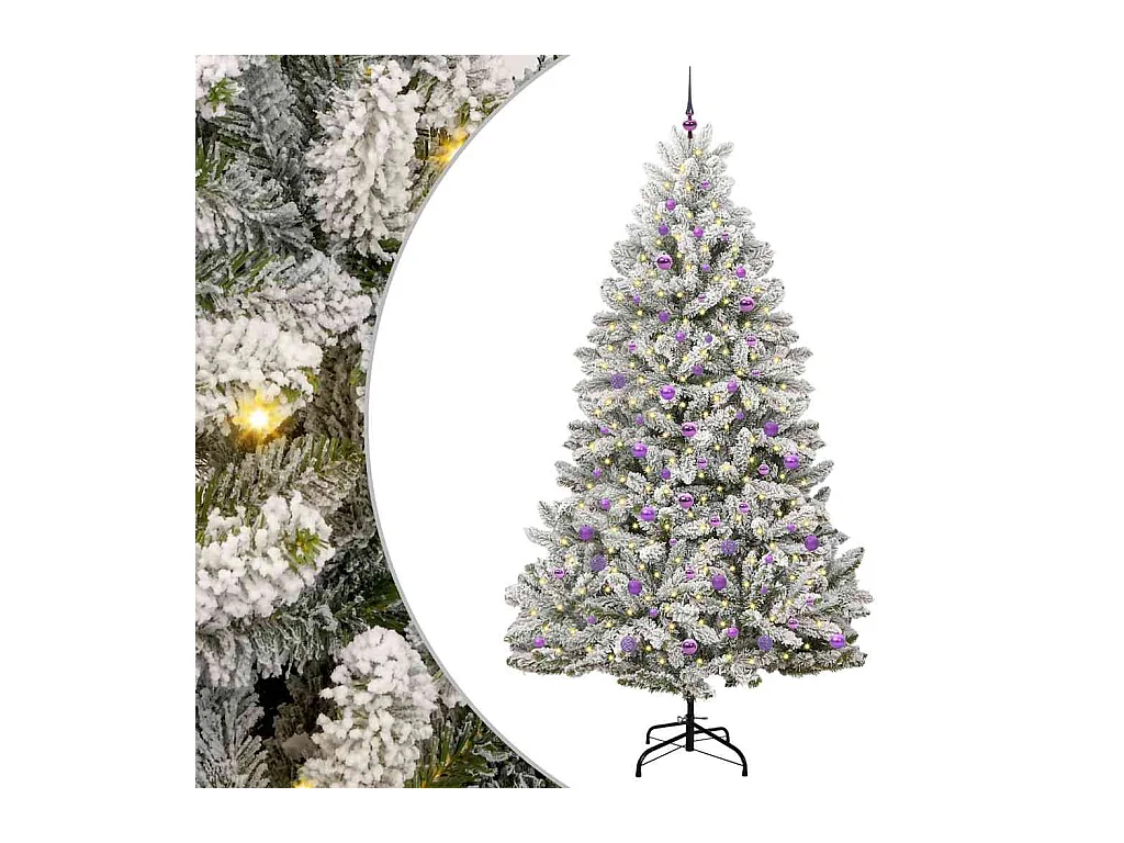 Sapin de Noël artificiel Vert et blanc 240 cm PVC et métal