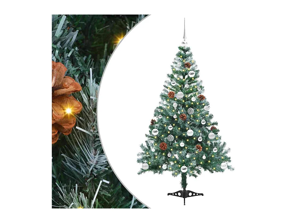 Sapin de Noël artificiel avec 150 LED Vert 150 cm PVC et Acier