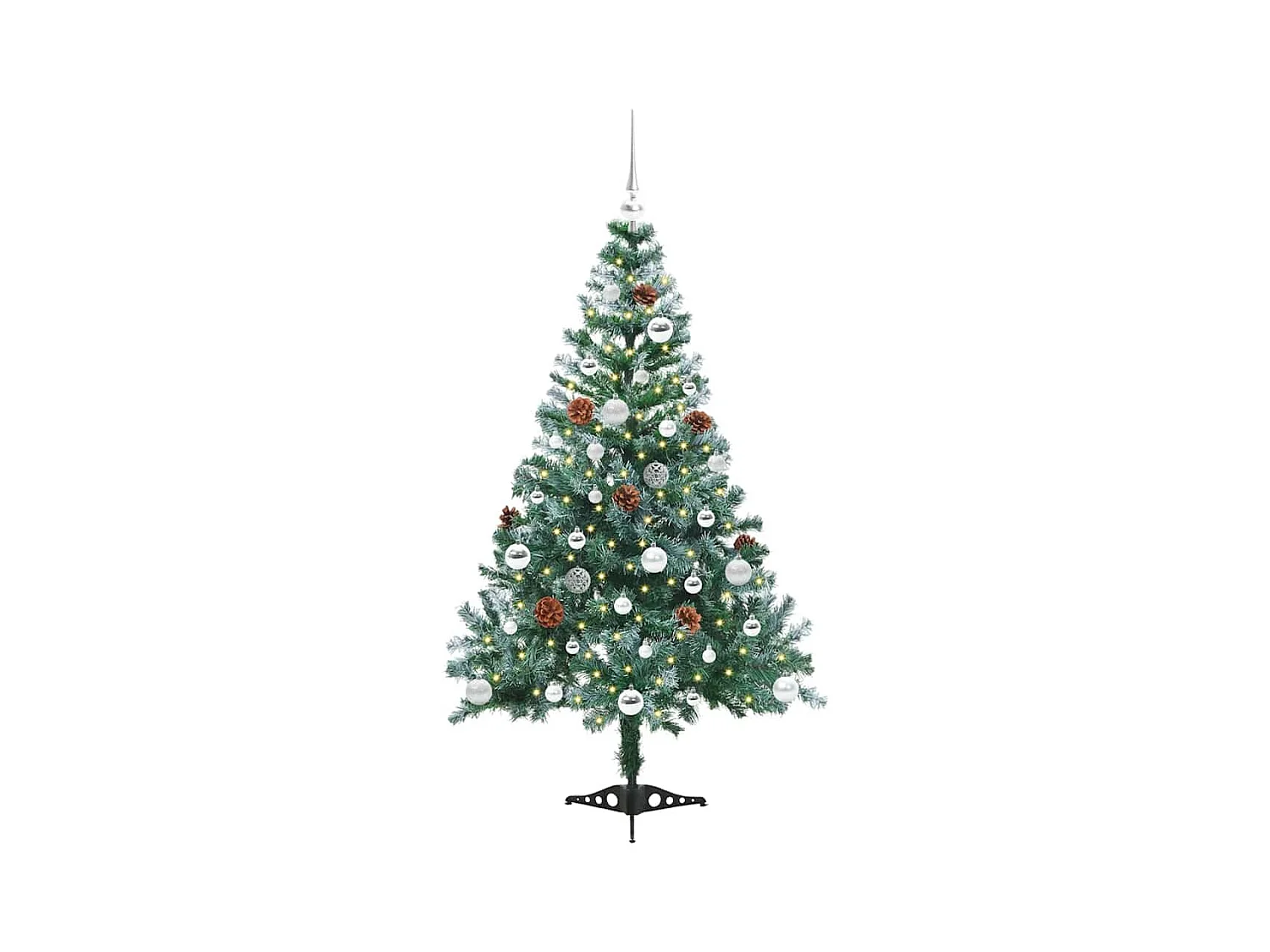 Sapin de Noël artificiel avec 150 LED Vert 150 cm PVC et Acier
