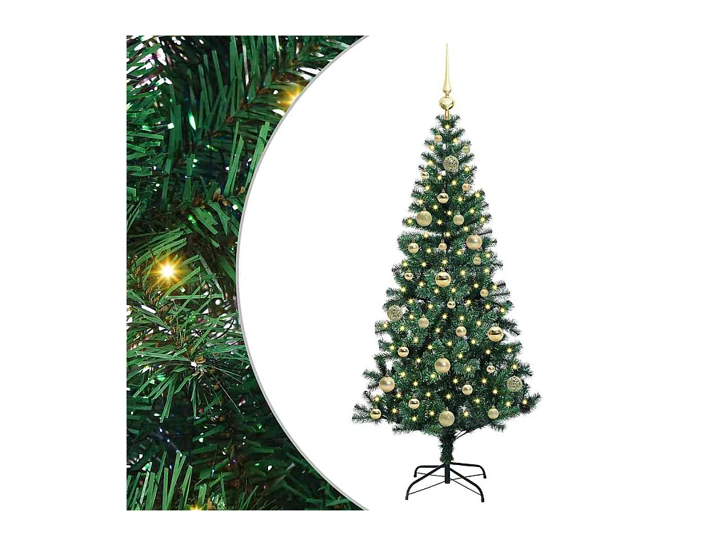 Sapin de Noël artificiel pré-éclairé Vert 150 cm PVC et métal