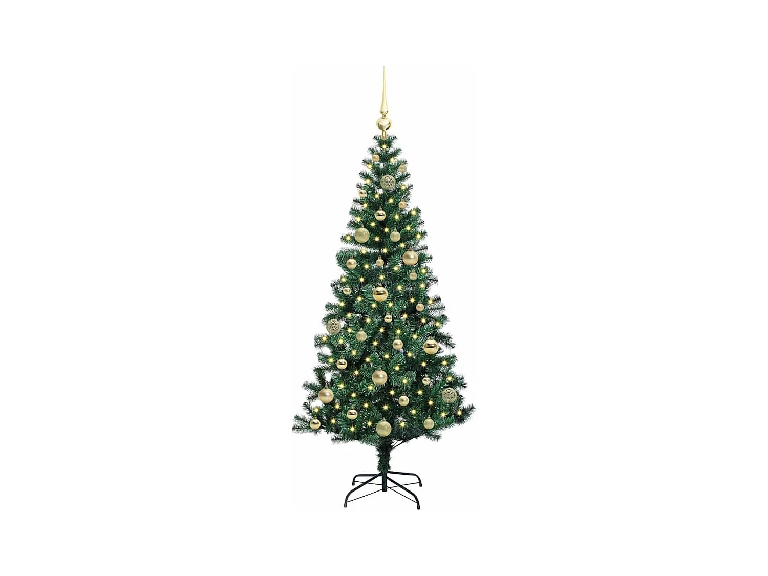 Sapin de Noël artificiel pré-éclairé Vert 150 cm PVC et métal