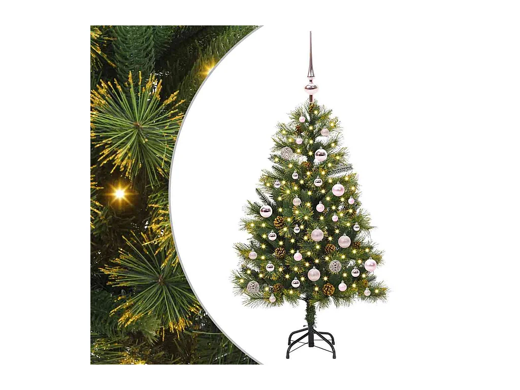 Árbol de Navidad artificial con ramas plegables y conos 150 cm
