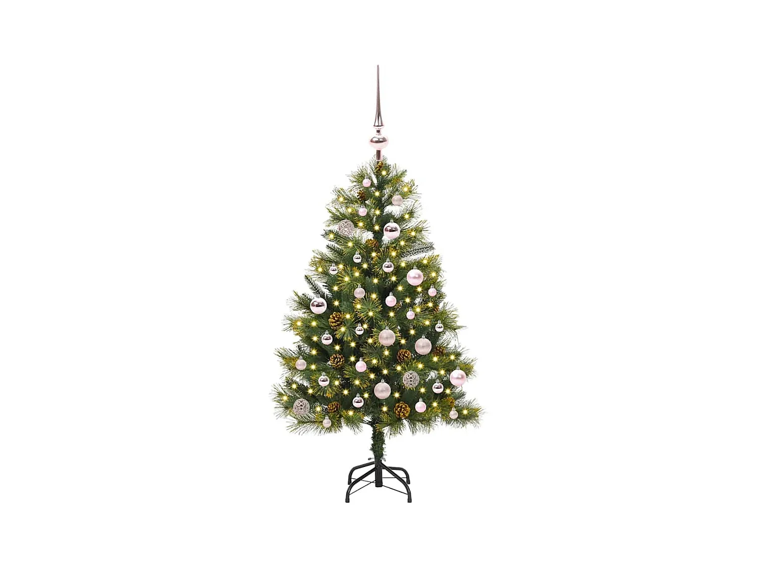 Árbol de Navidad artificial con ramas plegables y conos 150 cm