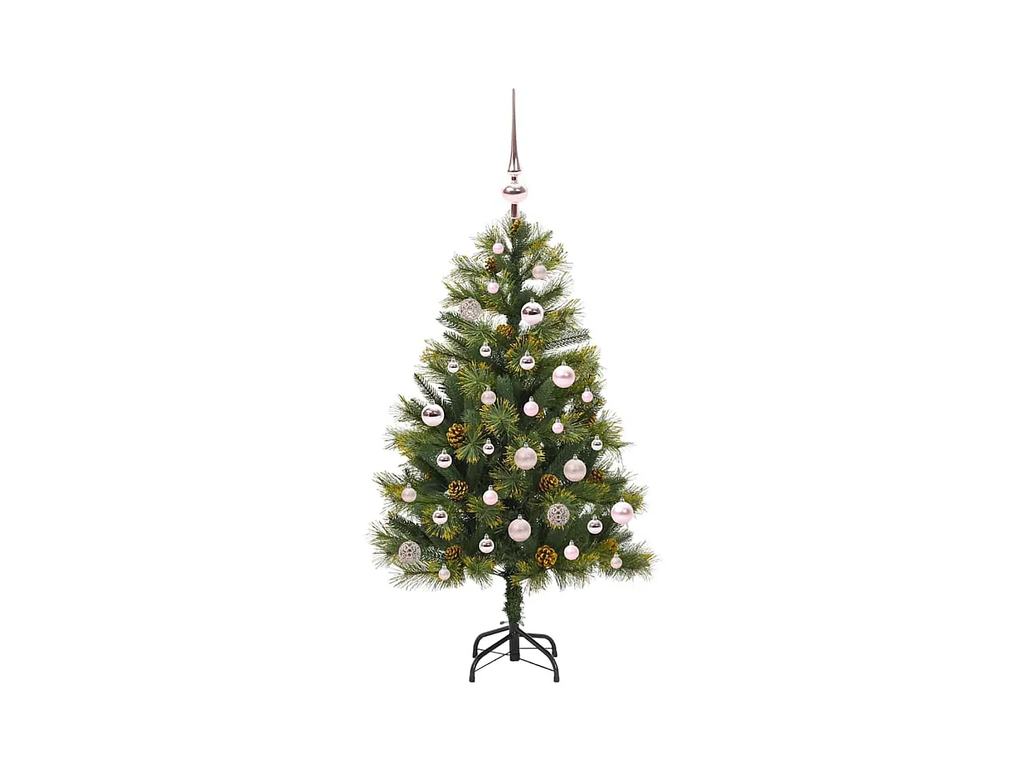 Árbol de Navidad artificial con ramas plegables y conos 150 cm
