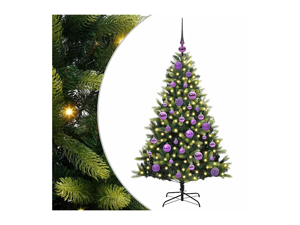 Arbre de Noël artificiel à charnières 150 LED Vert 120 cm