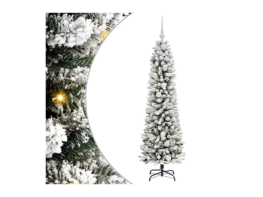 Sapin de Noël artificiel avec 150 LED Vert et blanc 150 cm