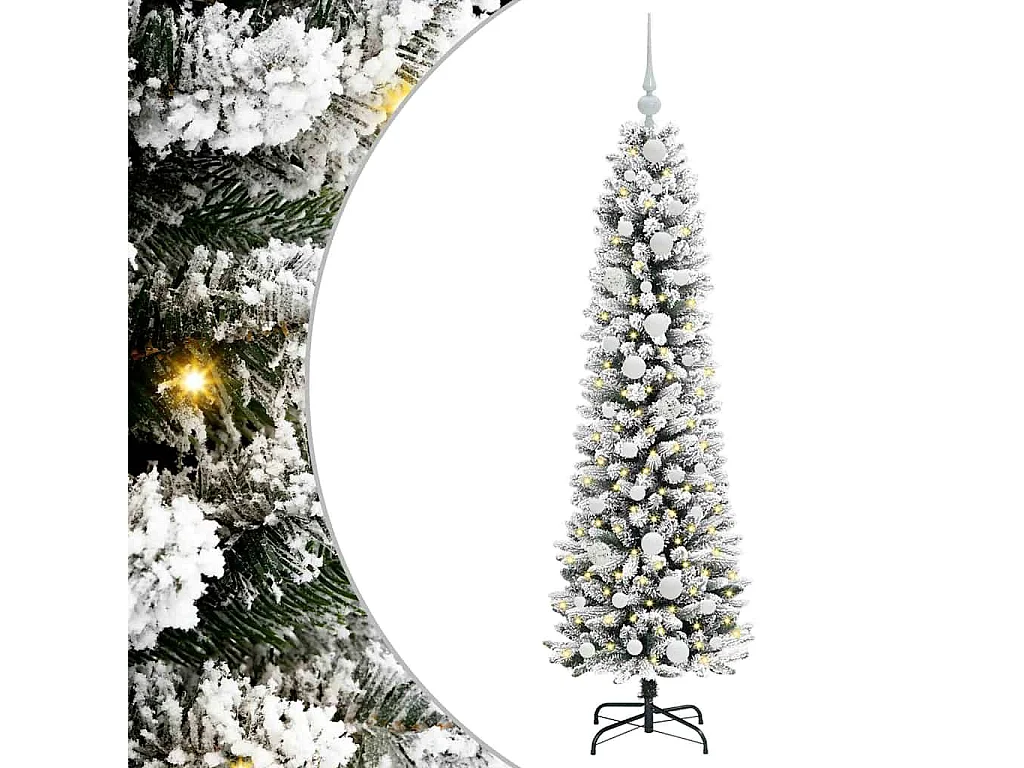 Kunstkerstboom Groen en wit 150 cm PVC en Metaal en Plastic