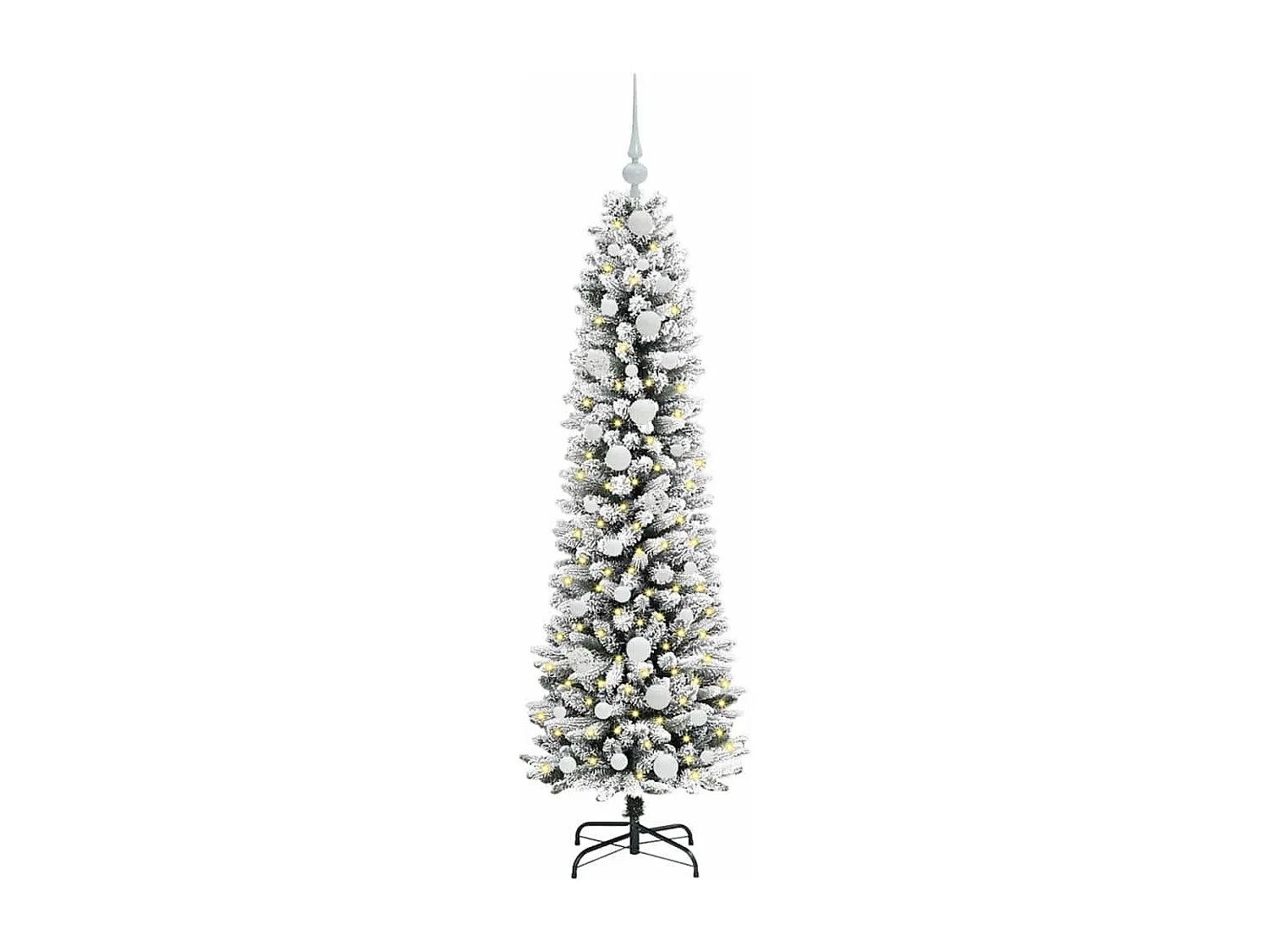 Kunstkerstboom Groen en wit 150 cm PVC en Metaal en Plastic