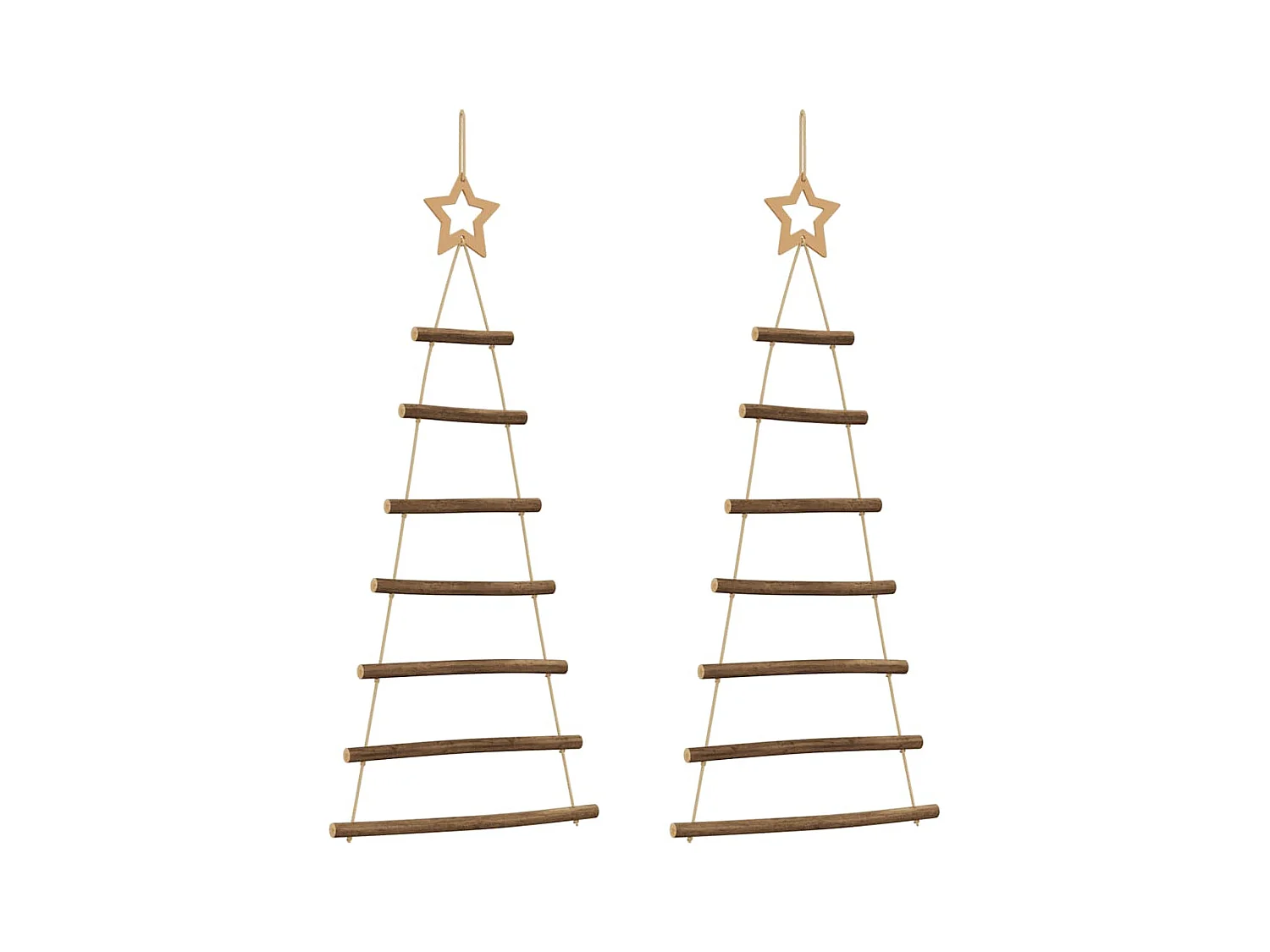 Árbol de Navidad colgante con estrellas en la parte superior, 2 unidades, 42 x 90 cm, rama natural,