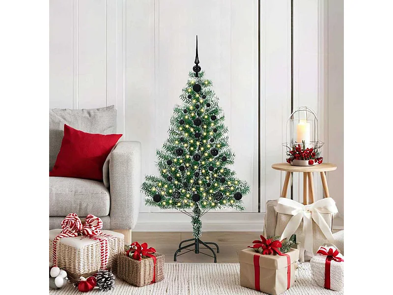 Árbol de Navidad Artificial Nevado con Luz LED Verde y 120 cm