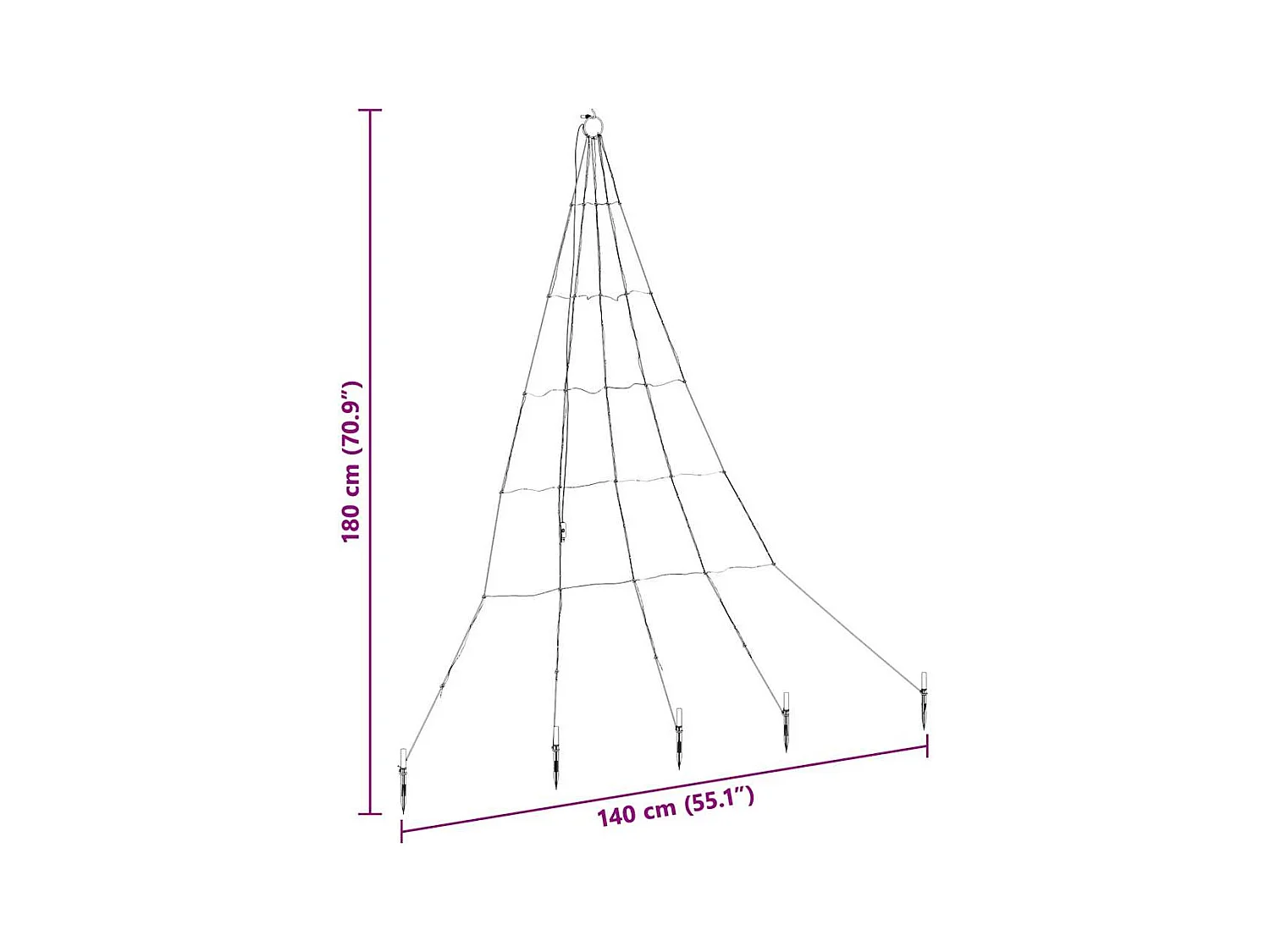 LED kerstboom met 112 LED Multikleur 182 cm Metaal