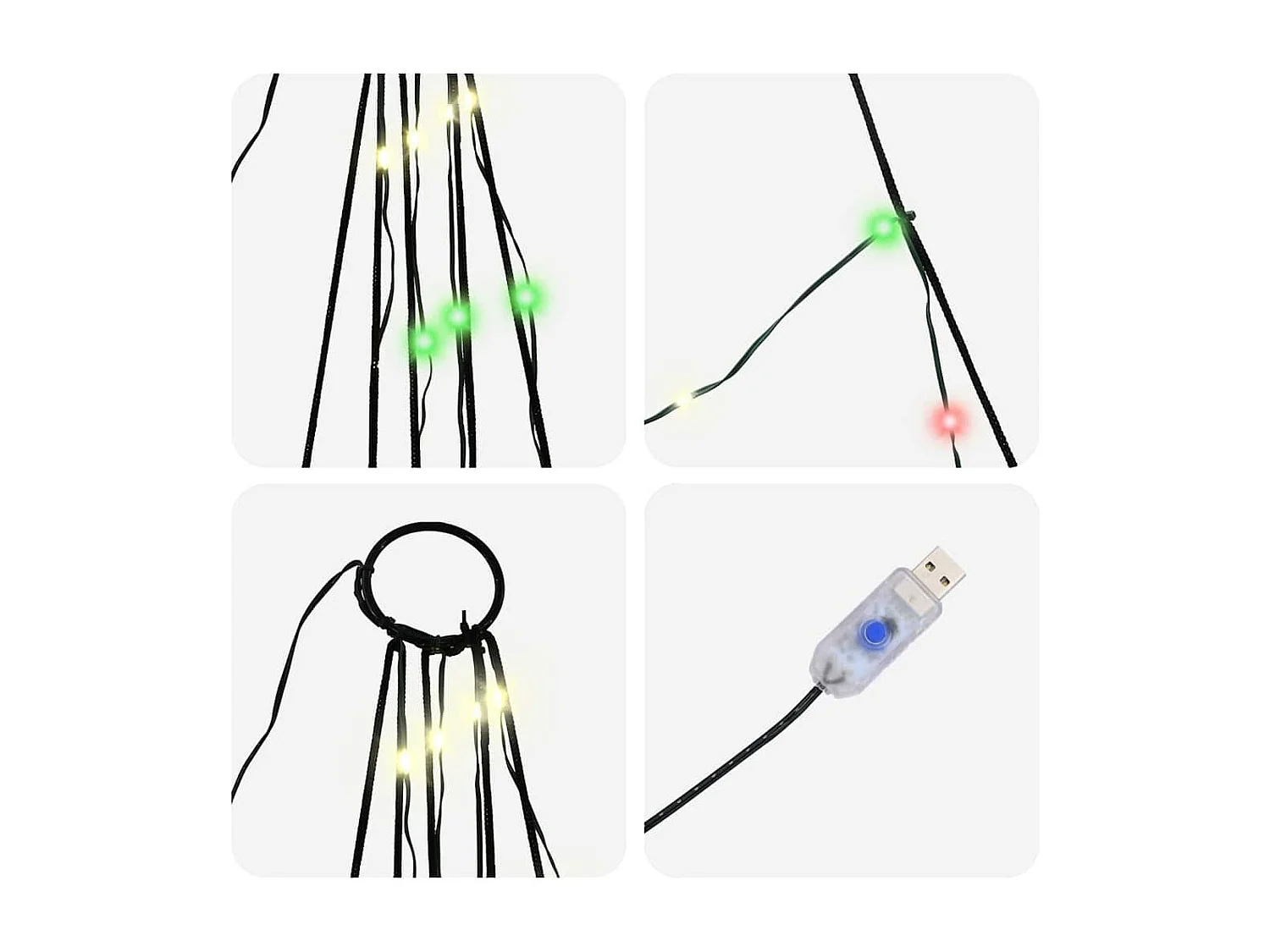 Arbre de Noël LED avec 112 LED Multicolore 182 cm Métal