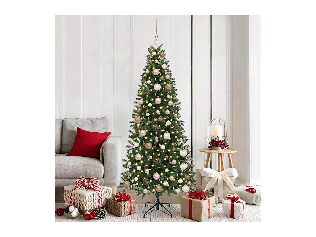 Sapin de Noël artificiel avec 300 LED Vert 180 cm PE et PVC