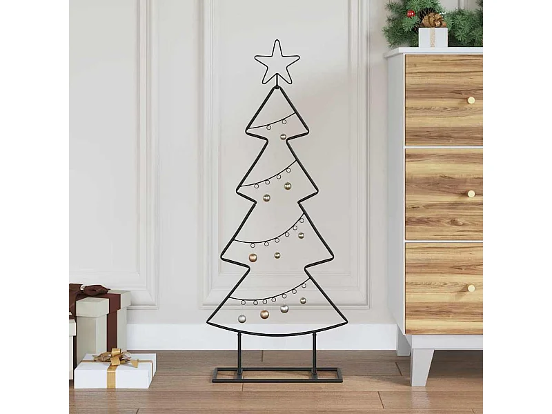 Árbol de Navidad de metal con soporte Negro 90 cm Acero