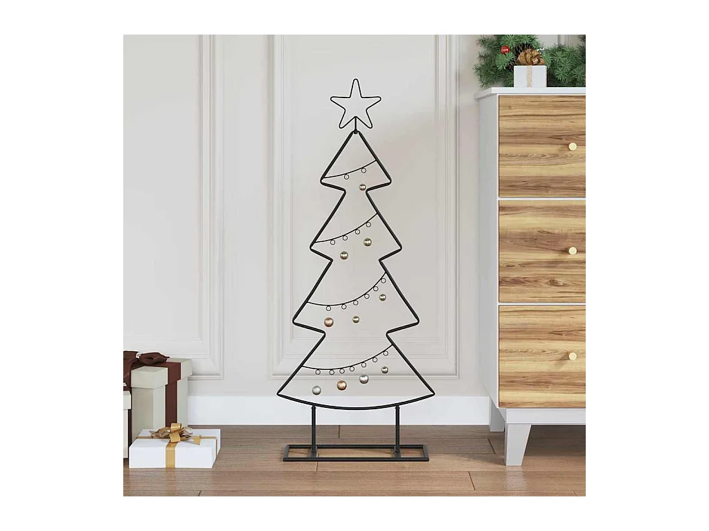 Árbol de Navidad de metal con soporte Negro 90 cm Acero