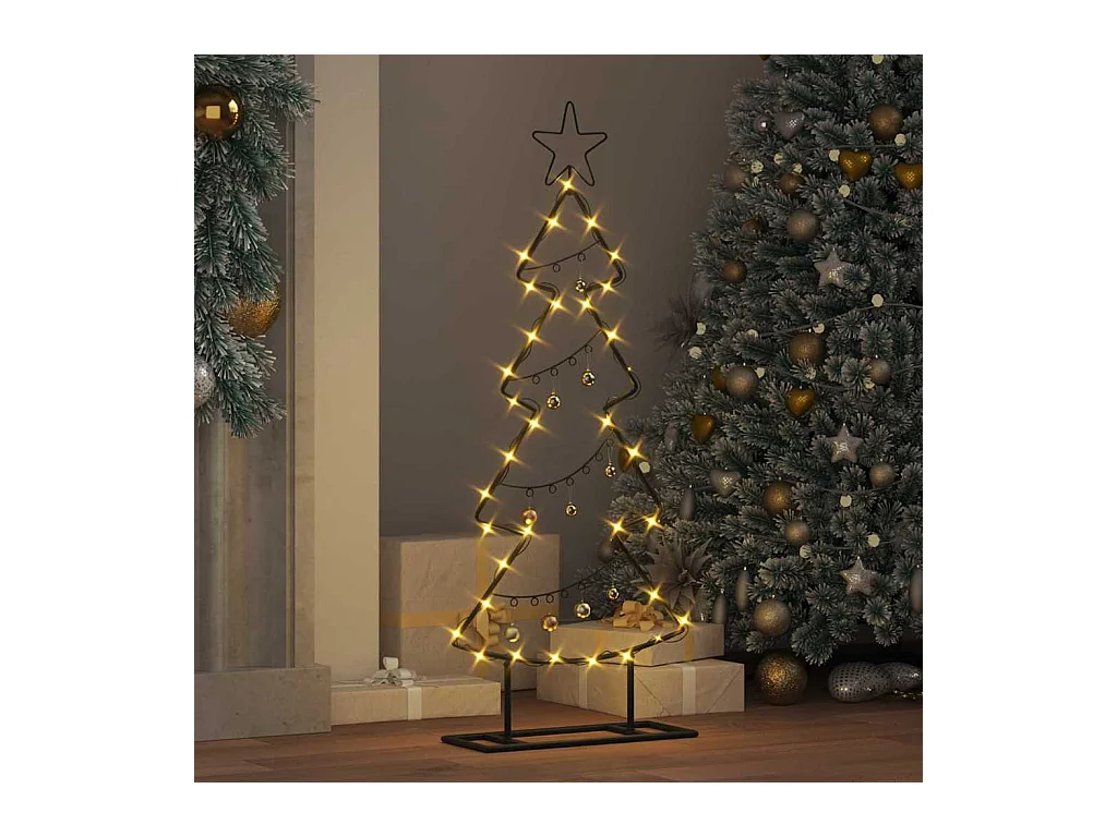 Árbol de Navidad de metal con soporte Negro 90 cm Acero