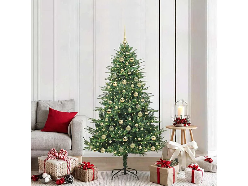 Sapin de Noël artificiel pré-éclairé avec set de boules Vert