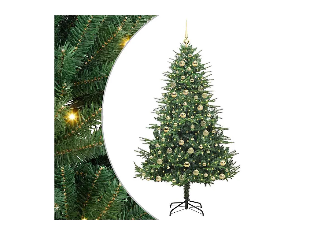 Sapin de Noël artificiel pré-éclairé avec set de boules Vert