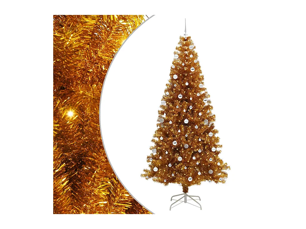 Árbol de Navidad con 300 LED con soporte Dorado 240 cm PET