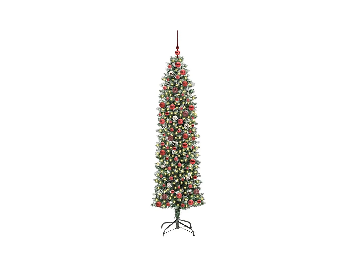 Kunstmatige slanke kerstboom met 300 LED Groen en wit 180 cm