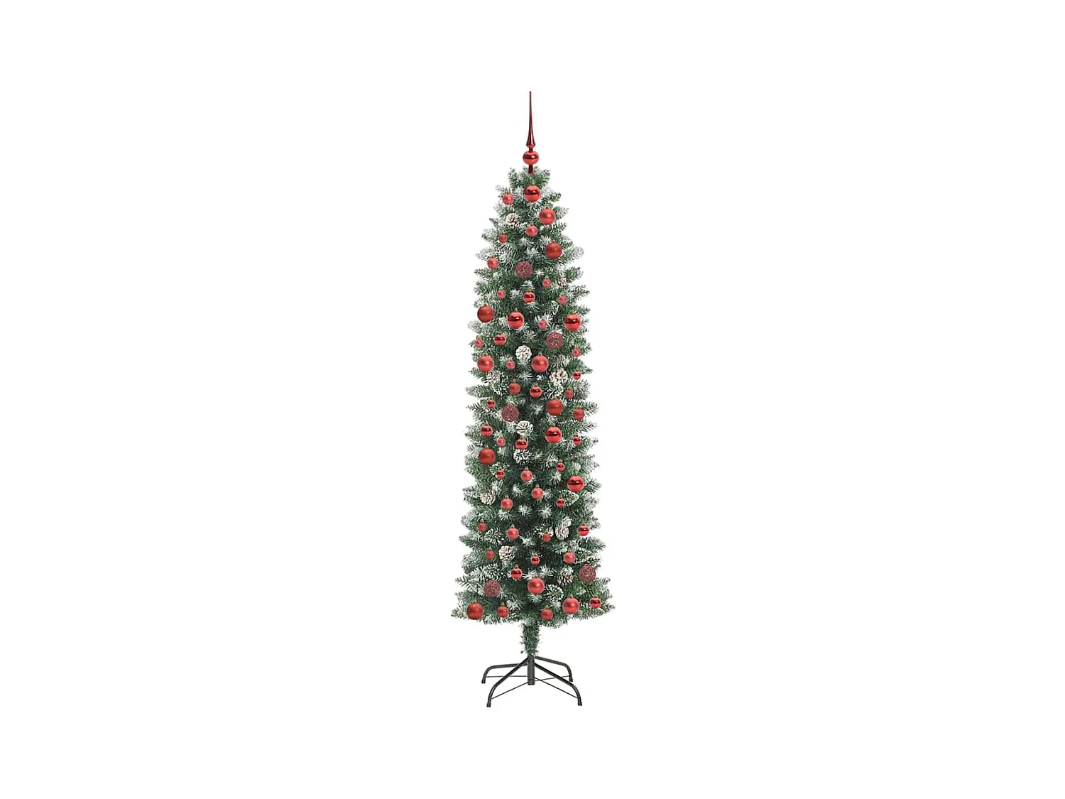 Kunstmatige slanke kerstboom met 300 LED Groen en wit 180 cm