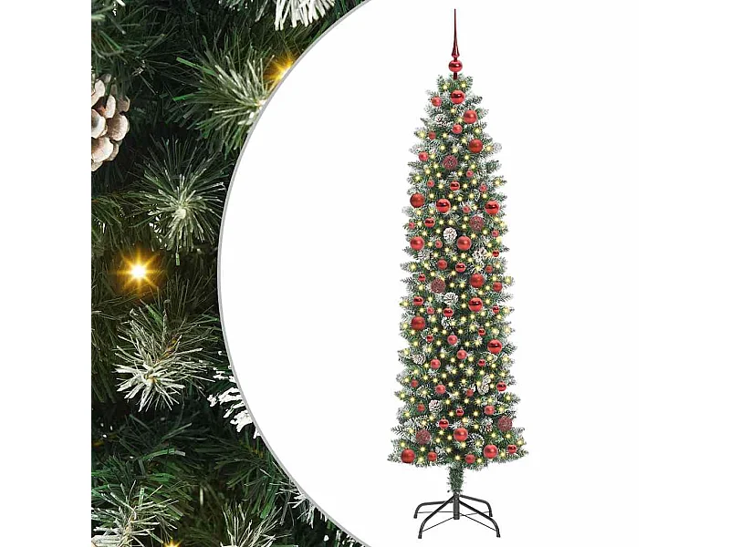 Arbre de Noël artificiel slim avec 300 LED Vert et blanc 180 cm