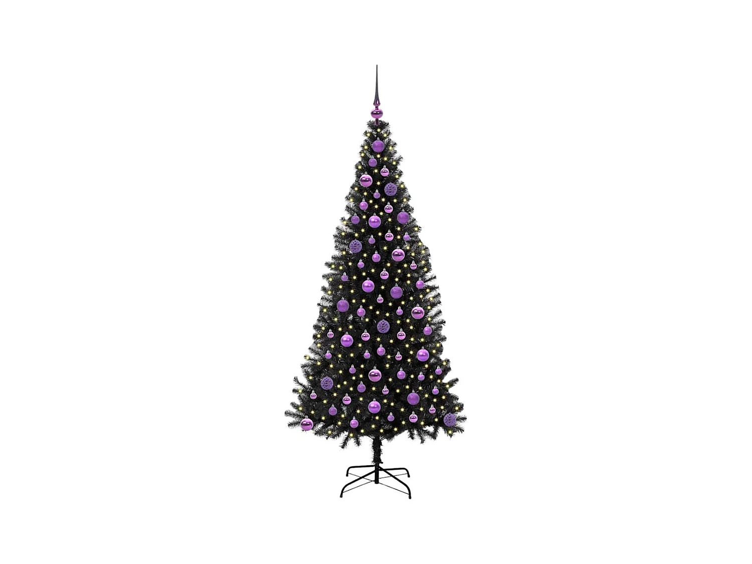 Sapin de Noël avec 300 LED avec support Noir 180 cm PVC