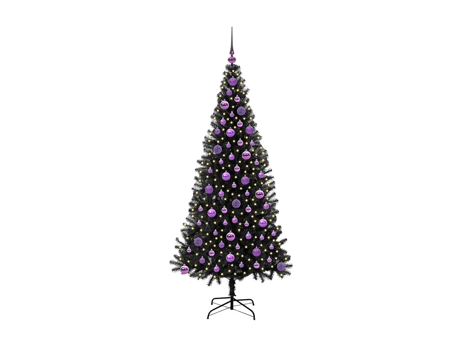 Sapin de Noël avec 300 LED avec support Noir 180 cm PVC