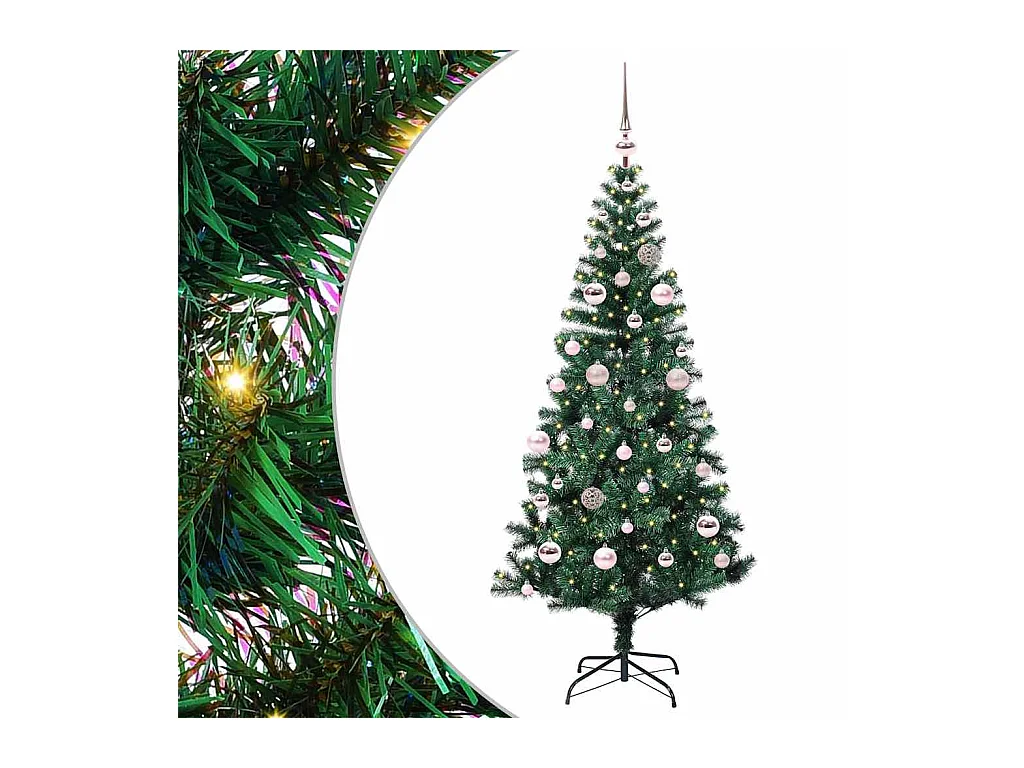 Sapin de Noël artificiel pré-éclairé Vert 150 cm PVC et métal
