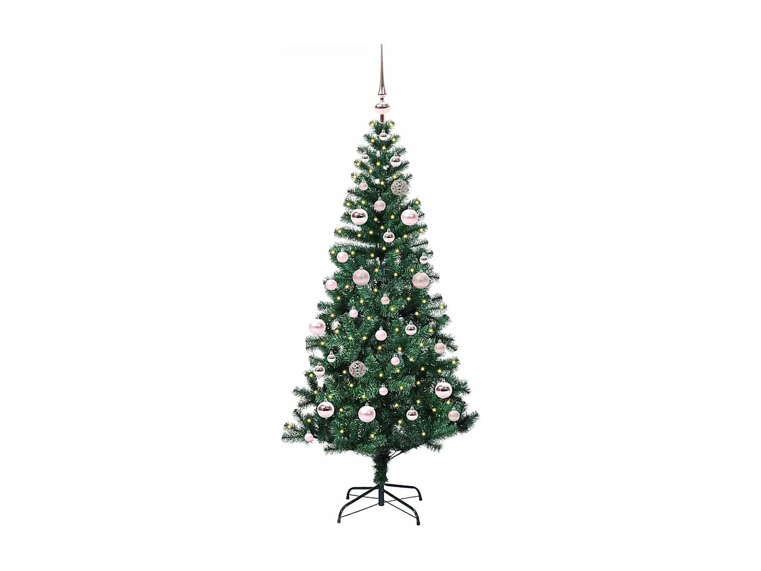Sapin de Noël artificiel pré-éclairé Vert 150 cm PVC et métal