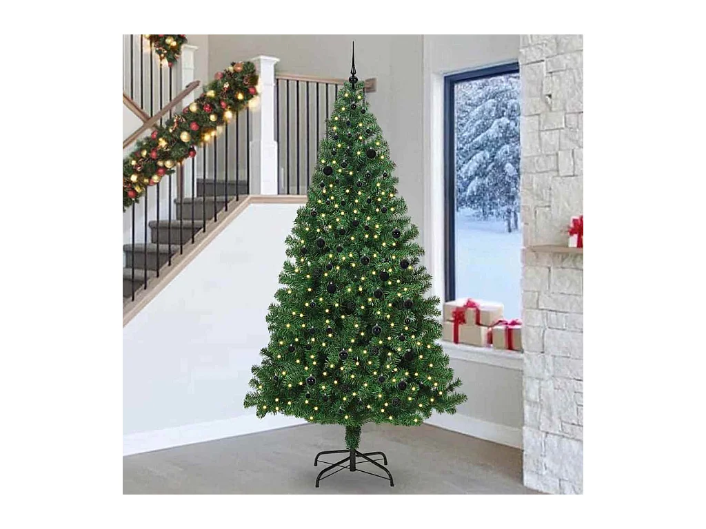 Árbol de Navidad artificial Verde 240 cm PVC y Acero y Plástico