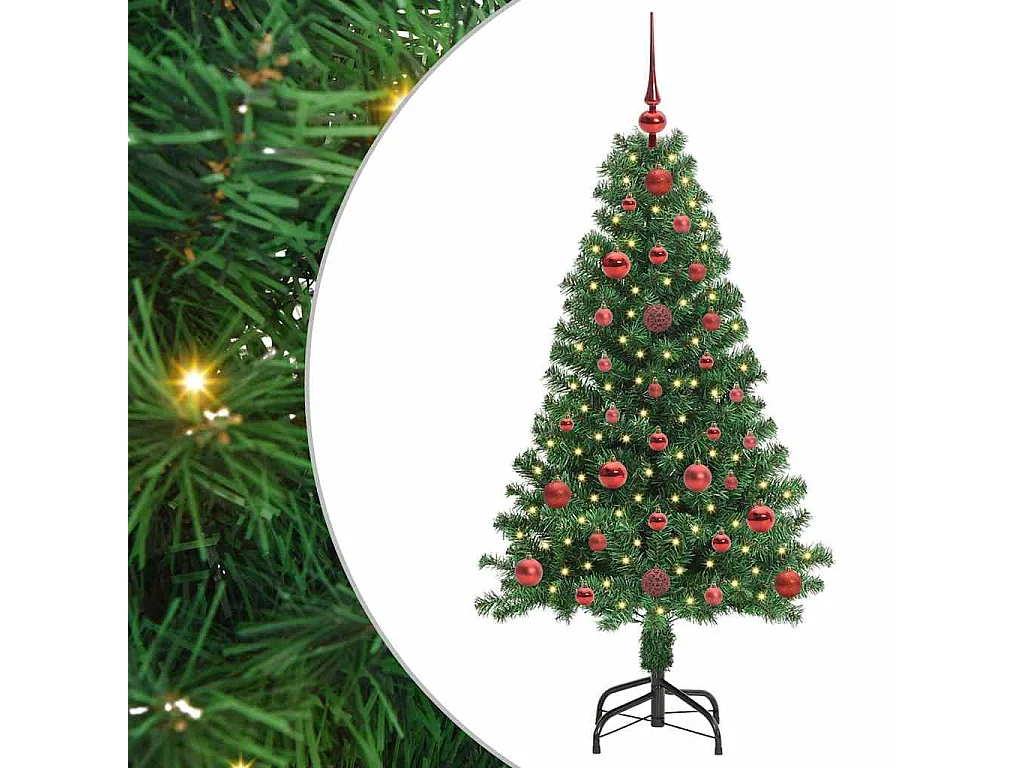 Kunstkerstboom Groen 120 cm PVC en Staal en Kunststof