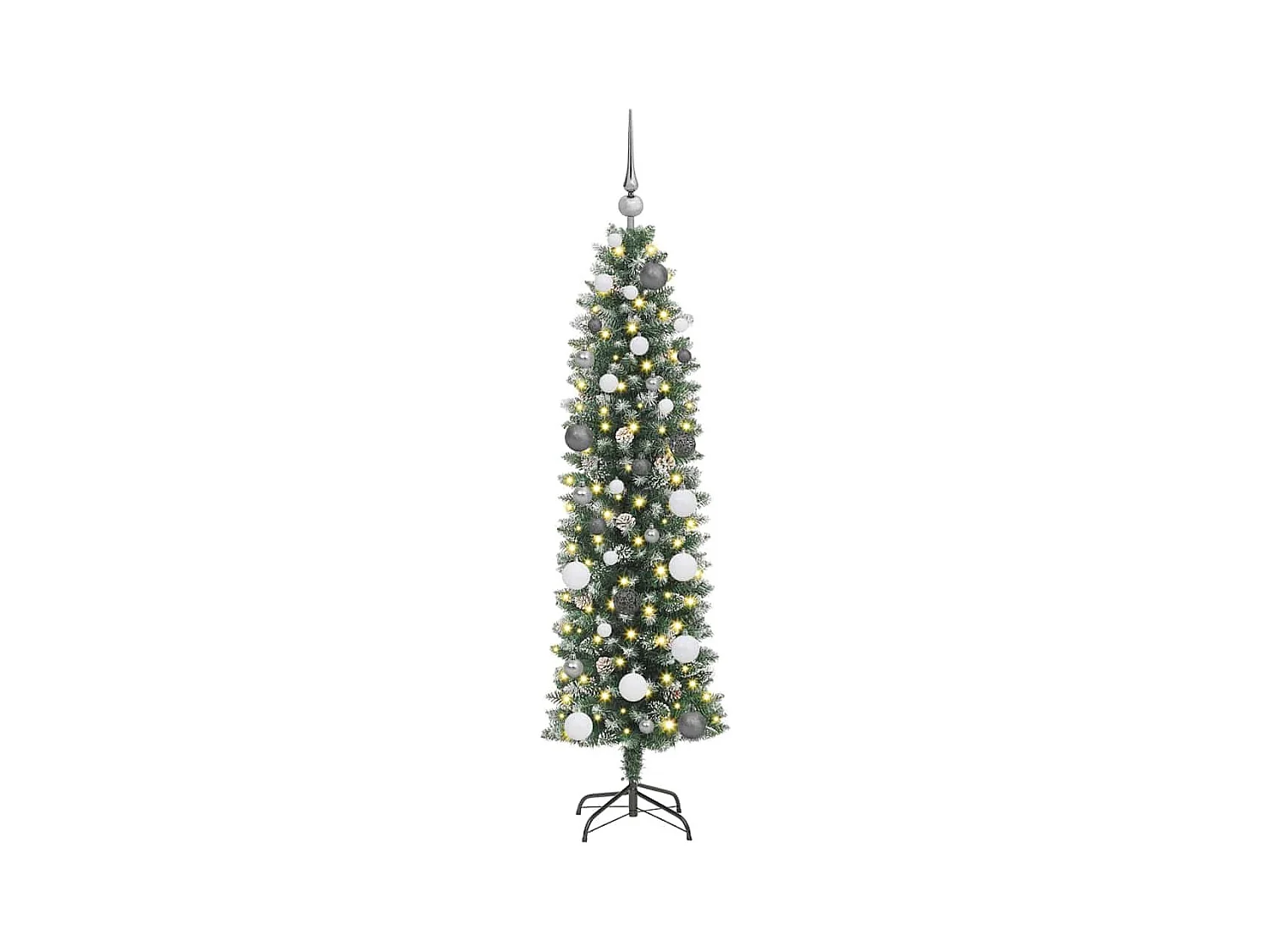 Árbol Navideño Artificial Delgado con 150 LED Verde 150 cm
