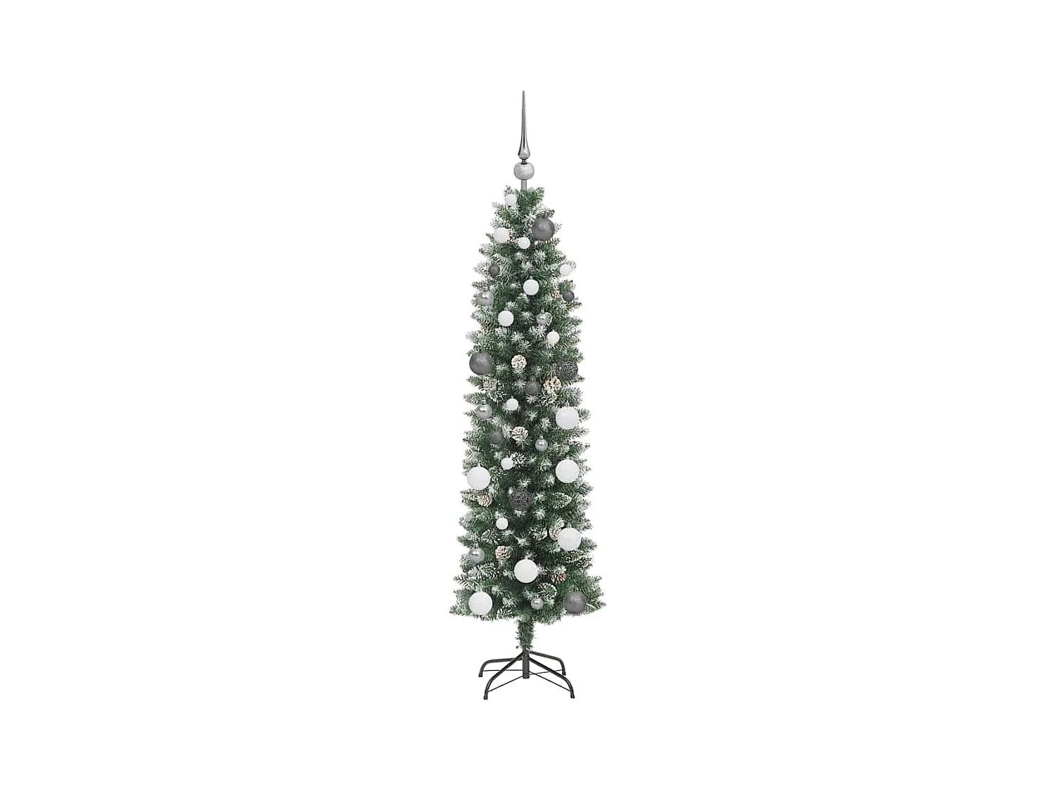Árbol Navideño Artificial Delgado con 150 LED Verde 150 cm