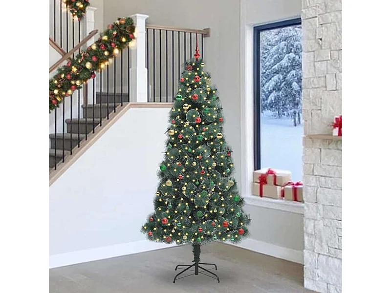 Sapin de Noël artificiel pré-éclairé avec ensemble de boules