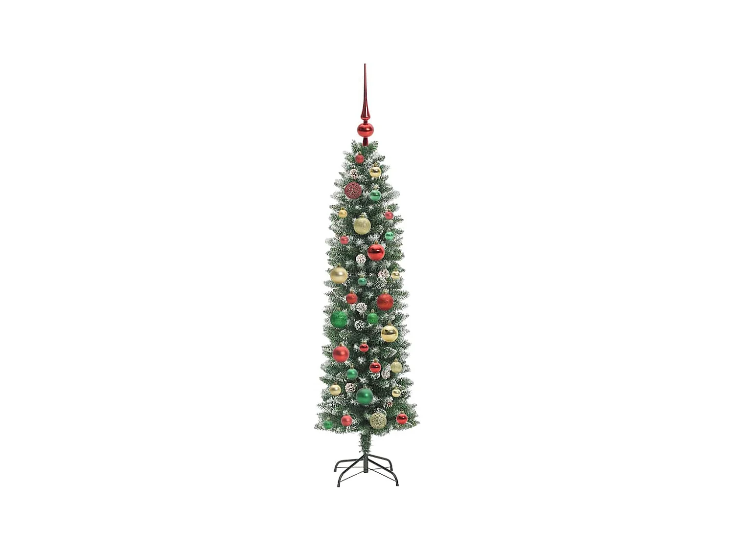 Kunstmatige slanke kerstboom met 150 LED Groen en wit 120 cm