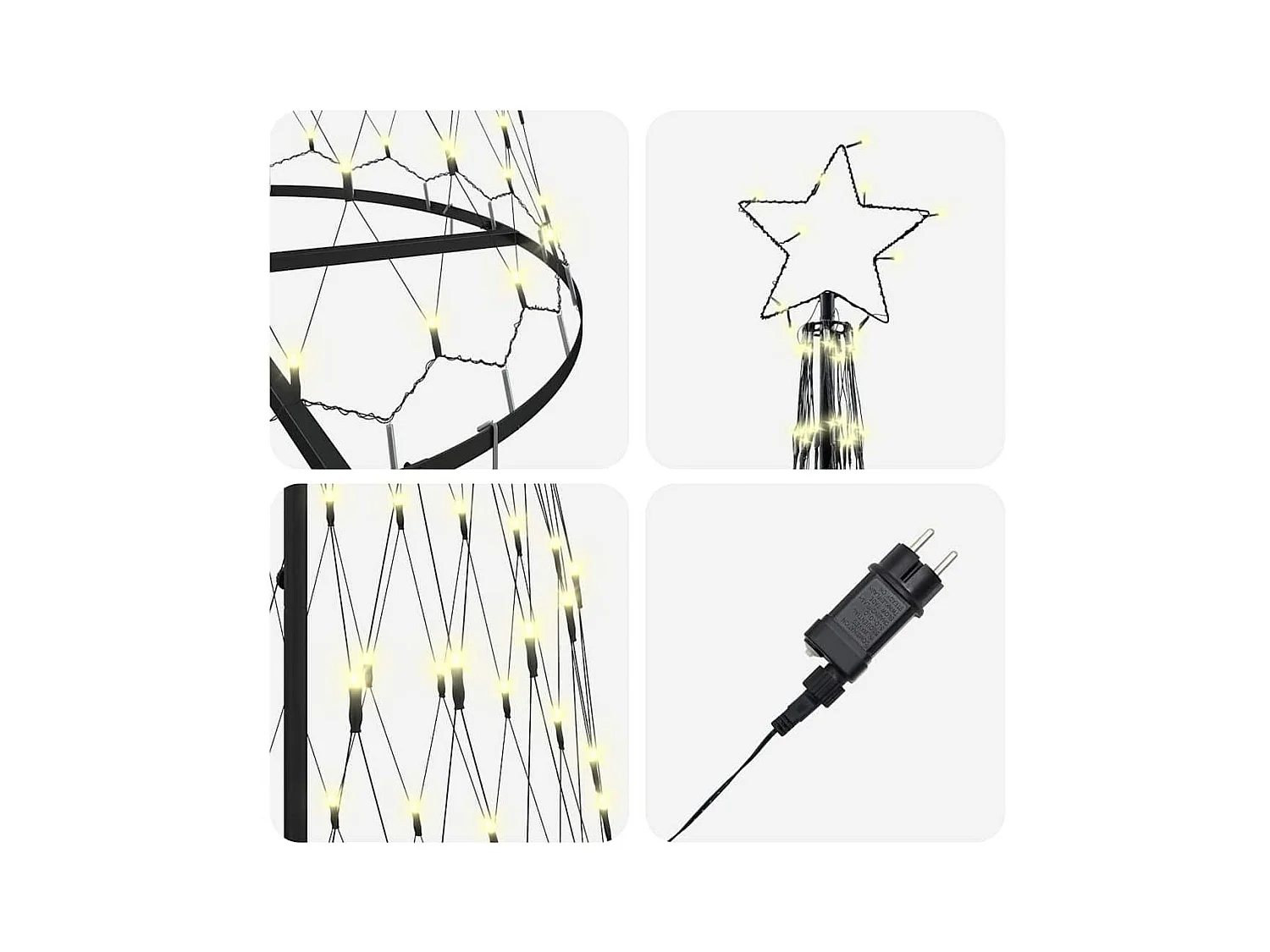 Arbre de Noël LED Blanc chaud 100,5 x 100,5 x 302,5 cm Métal