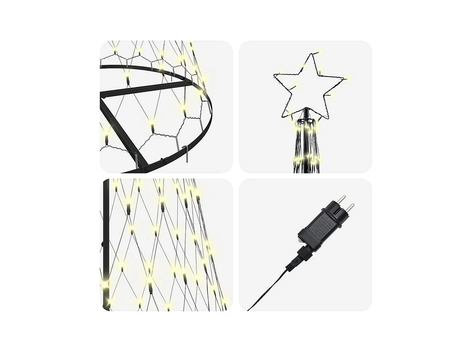 LED kerstboom met 290 LED Warmwit 100 x 100 x 250 cm Metaal